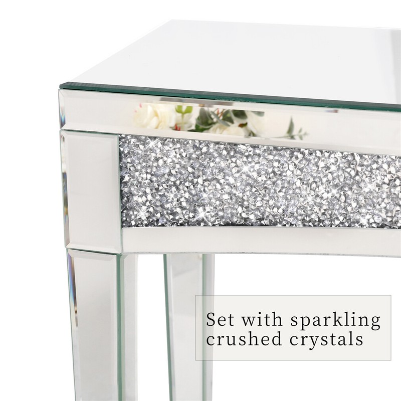 Sparkling Mirrored Crushed Diamond Console Table fr Living Room Entryway Hallway gallery