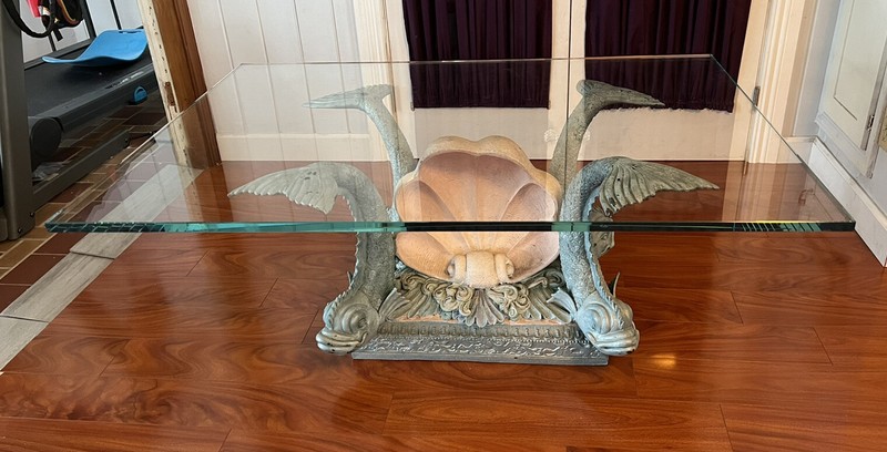 Special Vintage Neoclassical Cast Metal Bronze French Table Fish Koi Dolphin