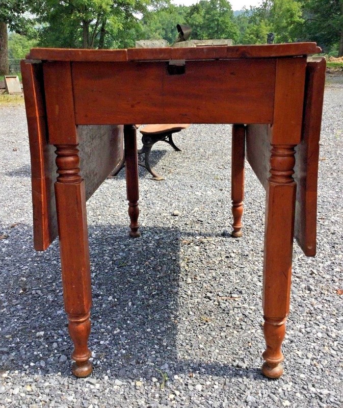 Vintage Antique Handmade Wooden Table with Fold Down Sides Early 1900's gallery
