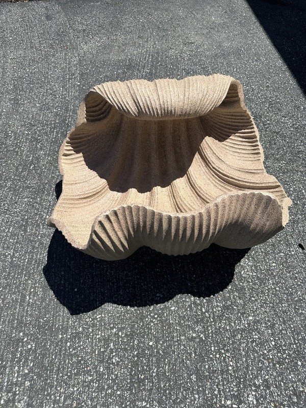 Vintage Clam Shell Coffee Table With Glass Top Coastal gallery