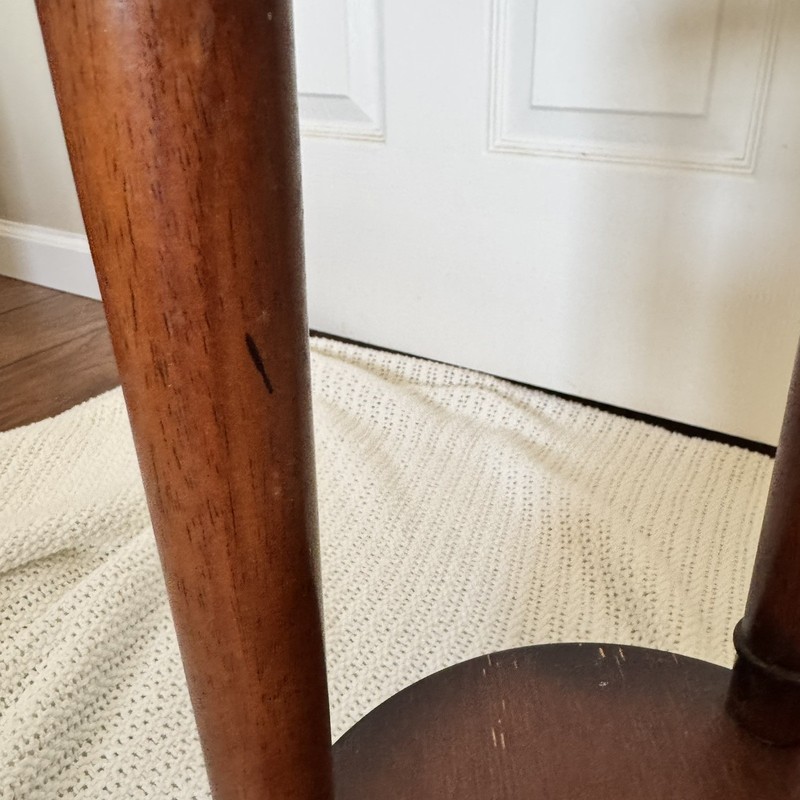Vintage Solid Hard Wood 3 Legged Round Side Table Plant Stand Tripod Look gallery
