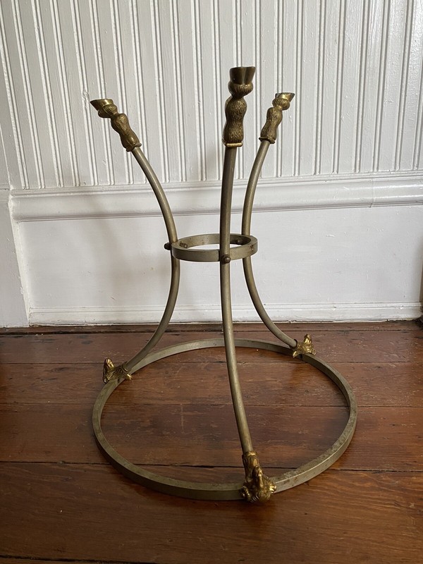 Ram Head & Hoof Maison Jansen Style Side Table Iron/Brass Italy gallery