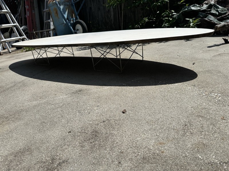 Vintage Eames Herman Miller Wire Base Elliptical Surfboard Coffee Table white gallery