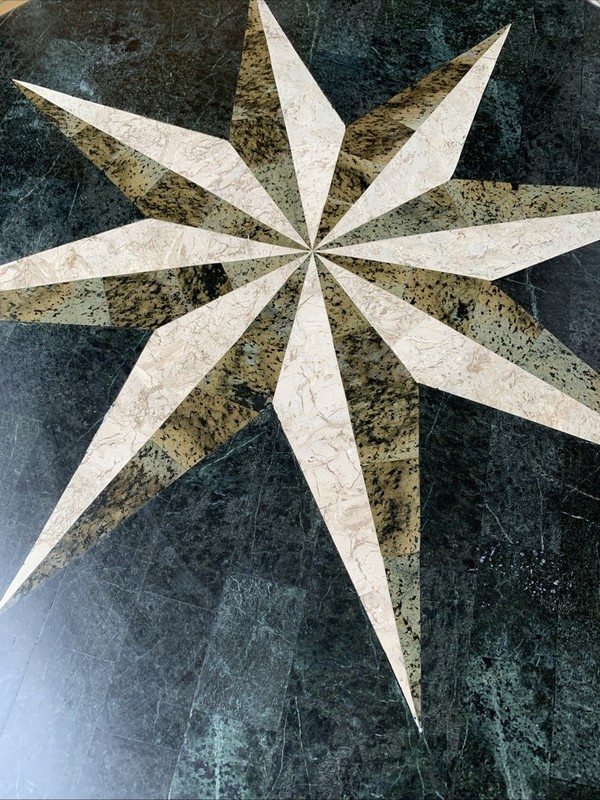 Butler Andorra Table Fossil Stone Star Inlay Round Paw Ft Pedestal Center Hall gallery