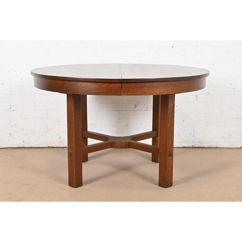 Stickley Antique Mission Oak Arts & Crafts Dining Table, Newly Refinished gallery