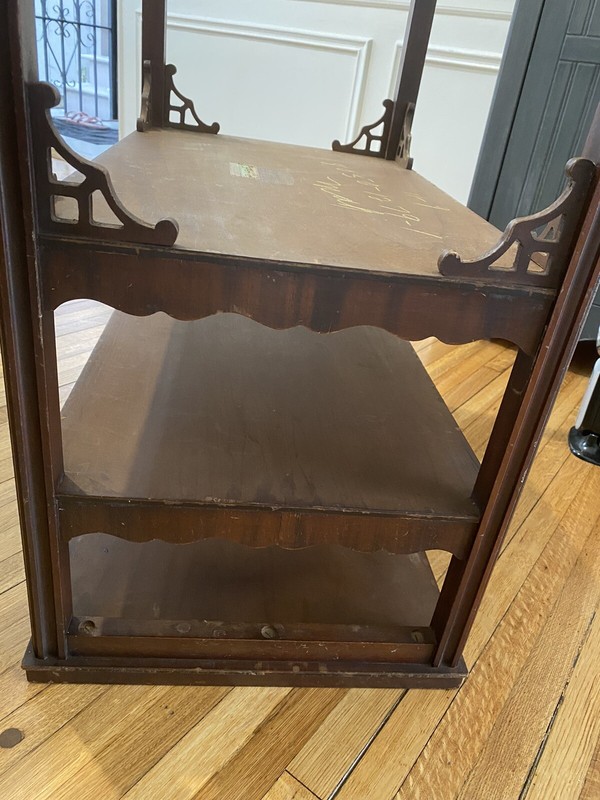 Imperial Grand Rapids RARE Mahogany ANTIQUE "Spider Web" themed 3 Tier Table gallery