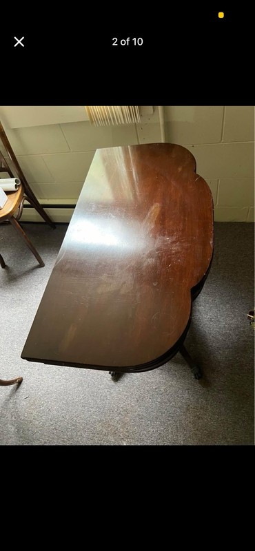 Federal Trick Leg Card Table Antique Brass and Mahogany Duncan Phyfe Style