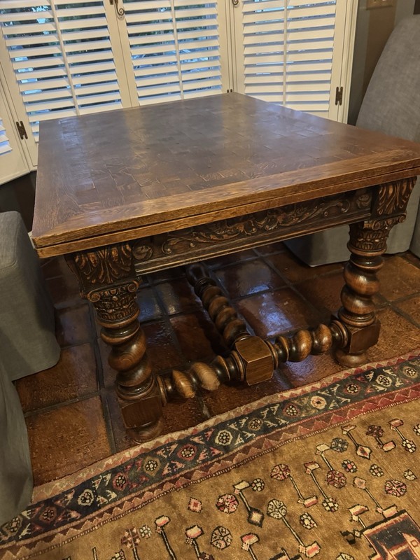 Antique French Oak Parquet Top Dining Table