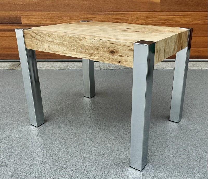 Vintage Mid Century Modern Chrome Legs End Table Milo Baughman Style