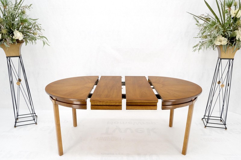 Round Sunburst Pattern Mid-Century Modern Dining Table with Two Leaves Mint gallery