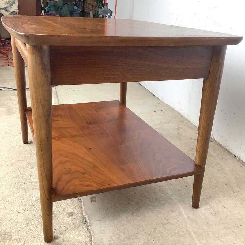 Lane Perception Walnut End Table Two-Tier Drawer MCM 1960s gallery