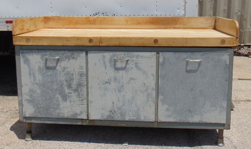 Vtg Industrial Chef Butcher Block bakers WorkStation Table 72x30 gallery