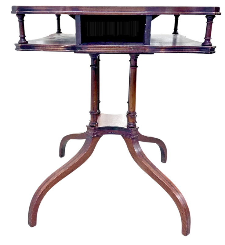 1930s Wood Two Tier Table Duncan Phyfe Style Side Accent Barrister Bedside gyuh