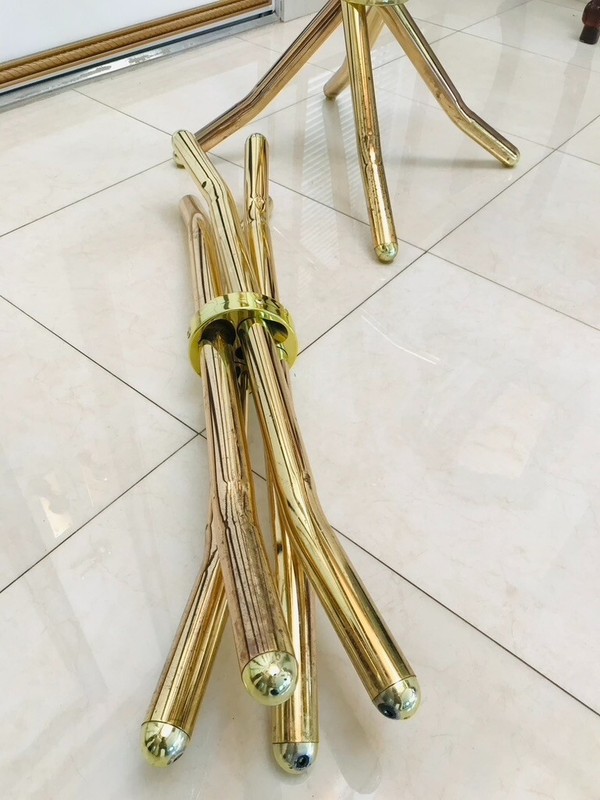 VTG! MCM! BRUTALIST DESIGN! HOLLYWOOD REGENCY (2) JAX BRASS & GLASS SIDE TABLES! gallery