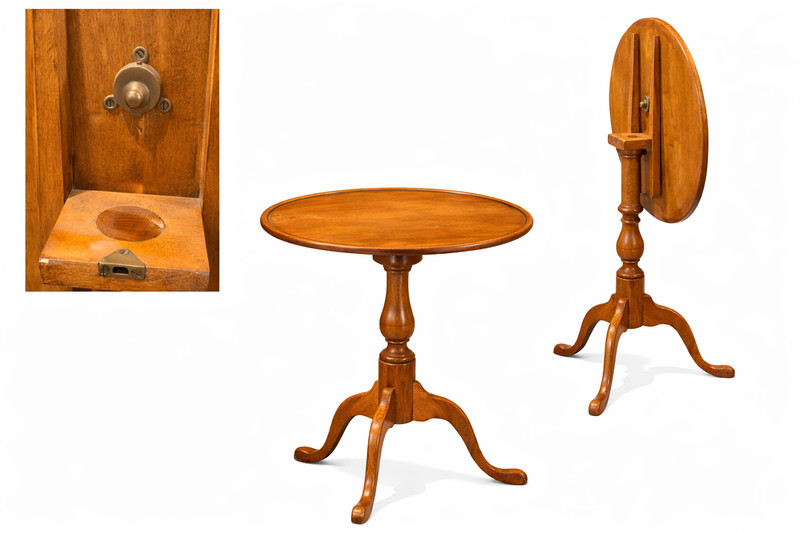 Antique Tilt-Top Candlestand Tea Table – Solid Cherry Wood – Georgian Style – gallery
