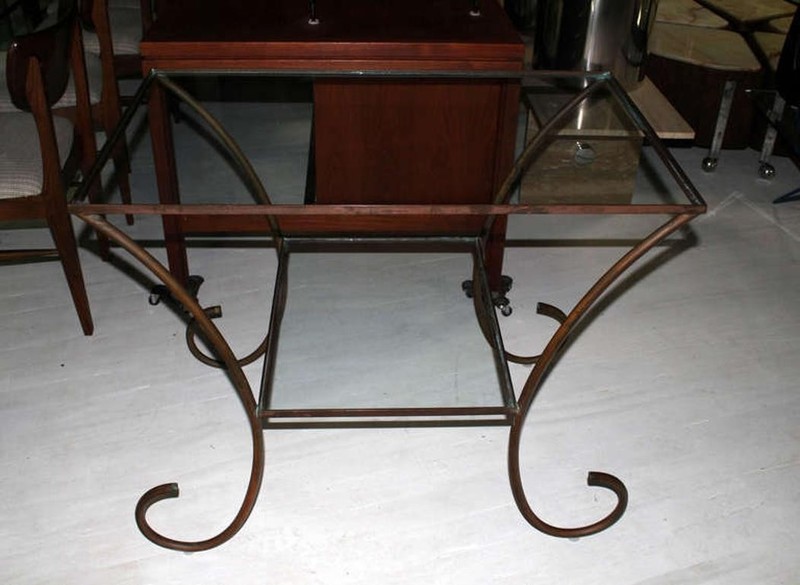 Large Deco Style Solid Brass Serving Console Hall Table circa 1930s Nice Patina gallery