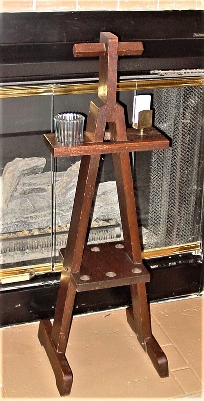 Antique Primitive Handcrafted Wood Candle Stick Holder Table gallery