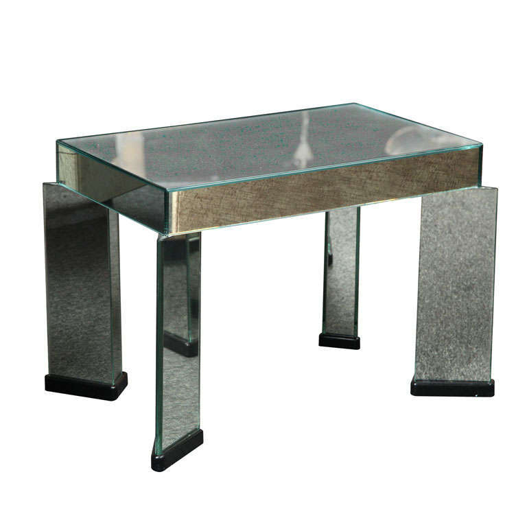 Art Deco Style Mirrored Table, Italy, 1980