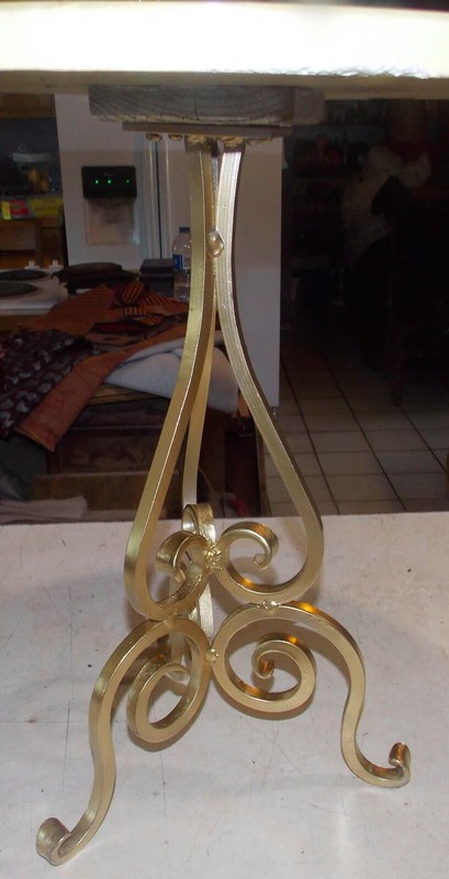 Mid Century Gold Metal Marble Top Plant Stand (PS92) gallery