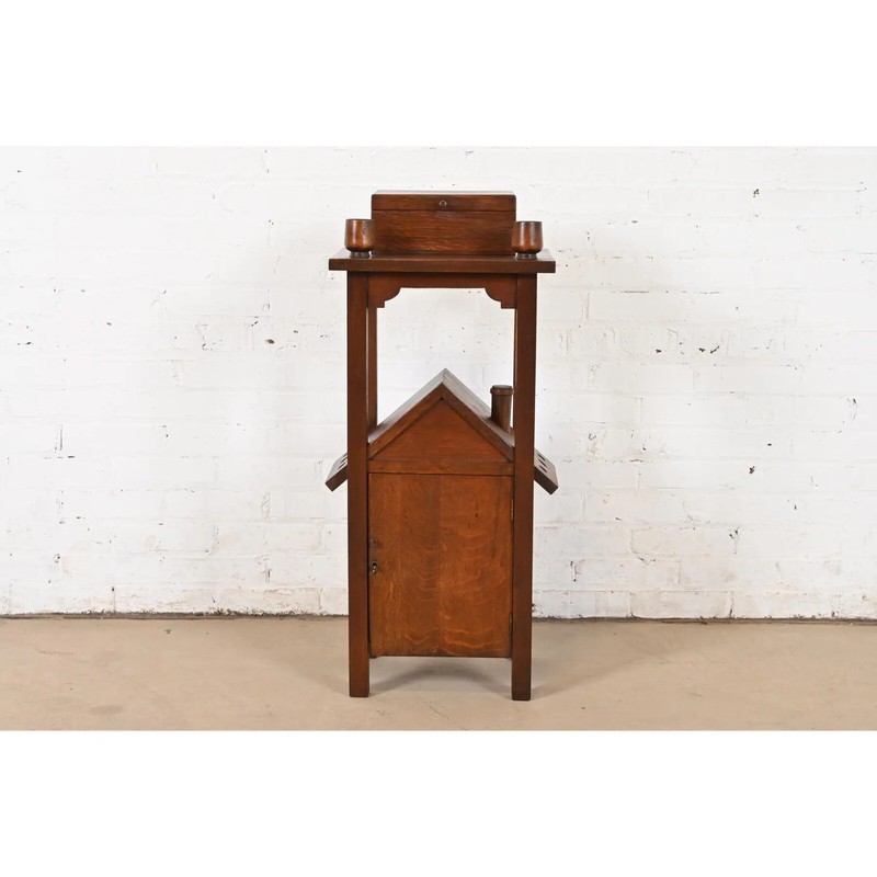 Stickley Brothers Style Antique Mission Oak Arts & Crafts Smoker's Stand, 1910 gallery