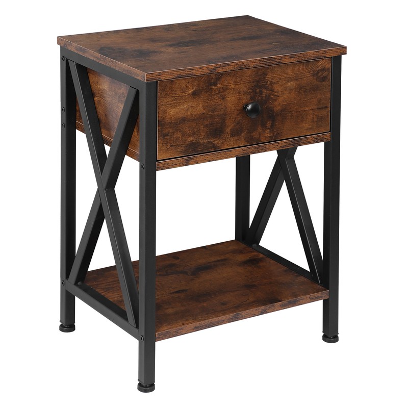Set of 4 End Table X-Design Sofa Side Tables w/Drawer, Storage Shelf Metal Frame gallery