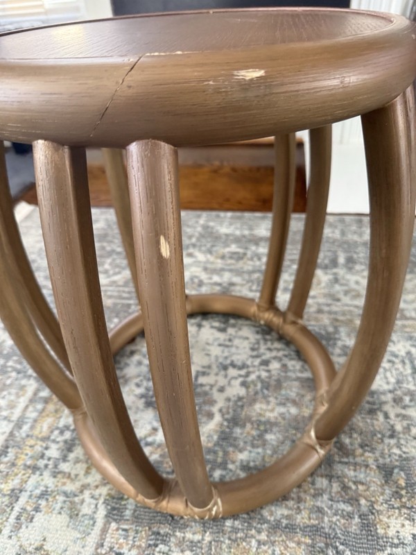 Vintage McGuire Rattan Drum Side Table or Stool gallery