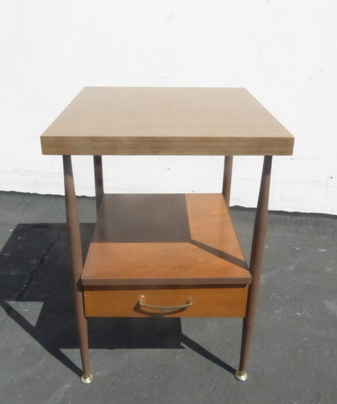 Vintage Danish Mid Century Modern Two Tier Side End Table use as Nightstand