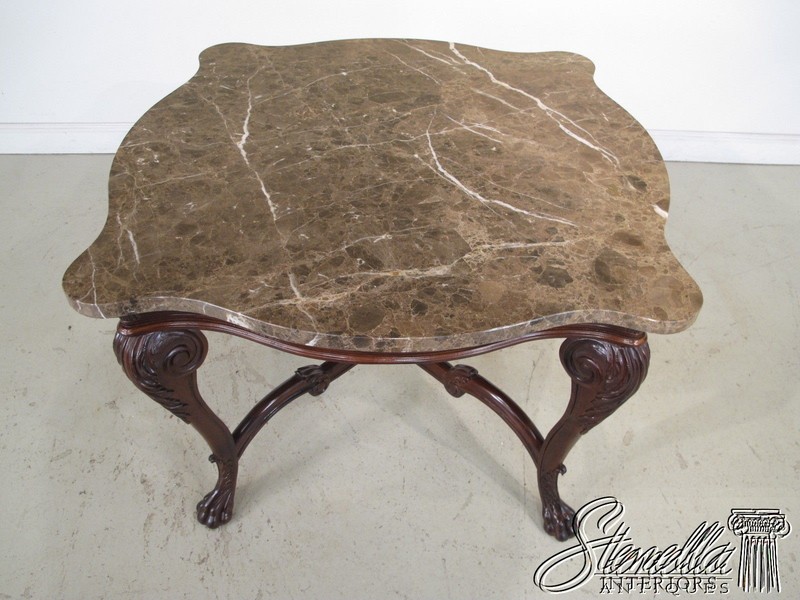 L22228E: Marble Top Rococo Style Mahogany Table with Carved Paw Feet gallery