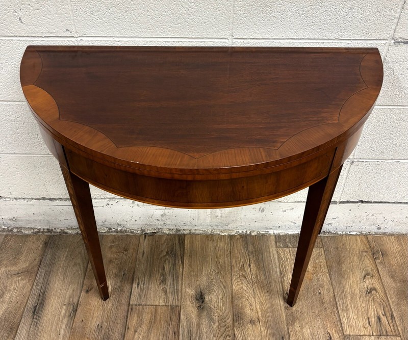 Antique Federal Hepplewhite Style Inlaid Demilune Flip Top Game Table Card Table gallery