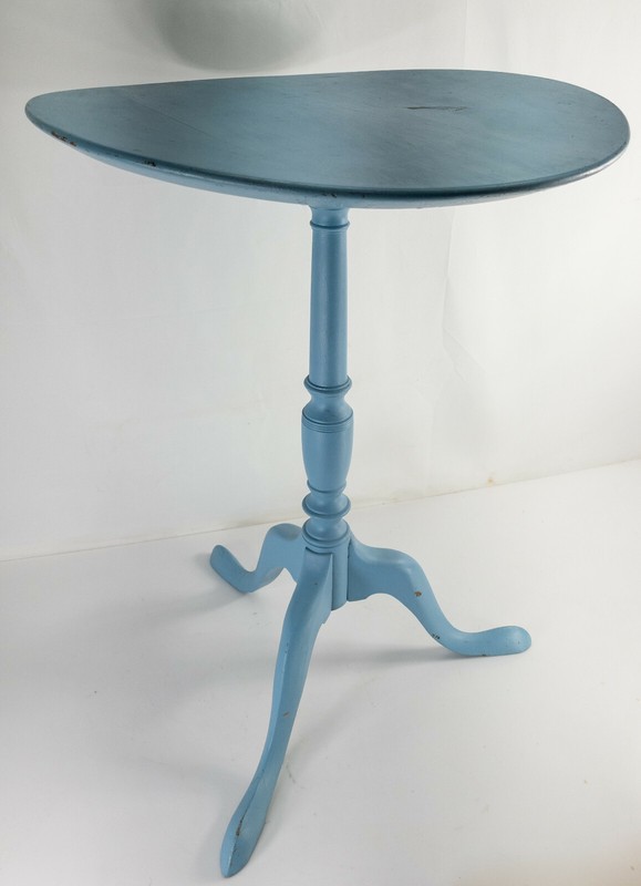 Antique Baby Sky Blue Painted Round Table Candlestand Shabby Chic Decorative