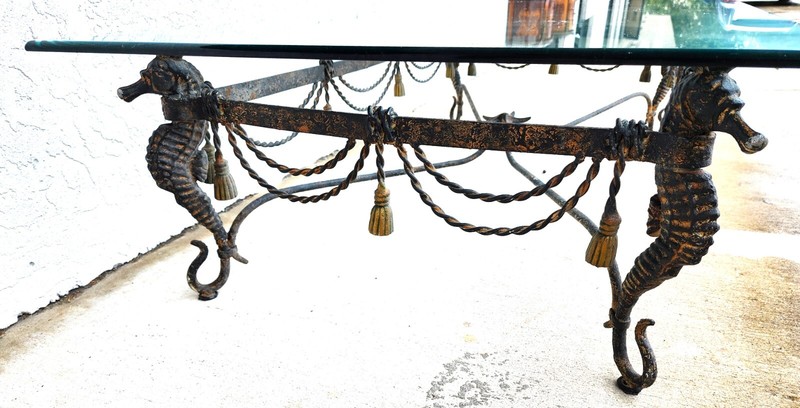 Vintage Patinated Seahorse Coffee Table Starfish gallery