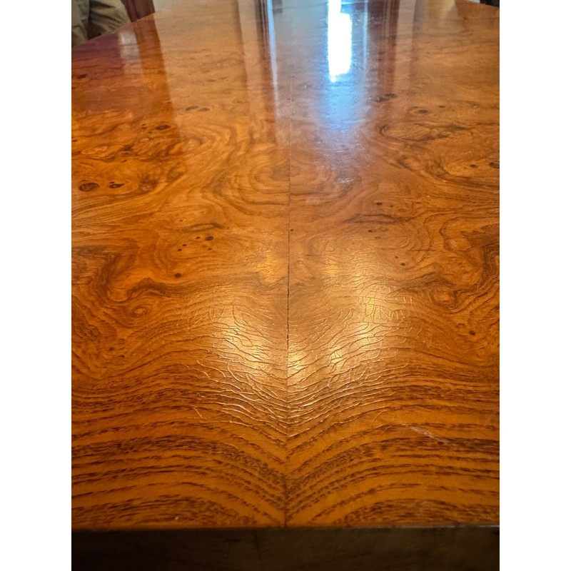 Monumental Henredon-Attributed Burl Wood Extension Dining Table 120” gallery