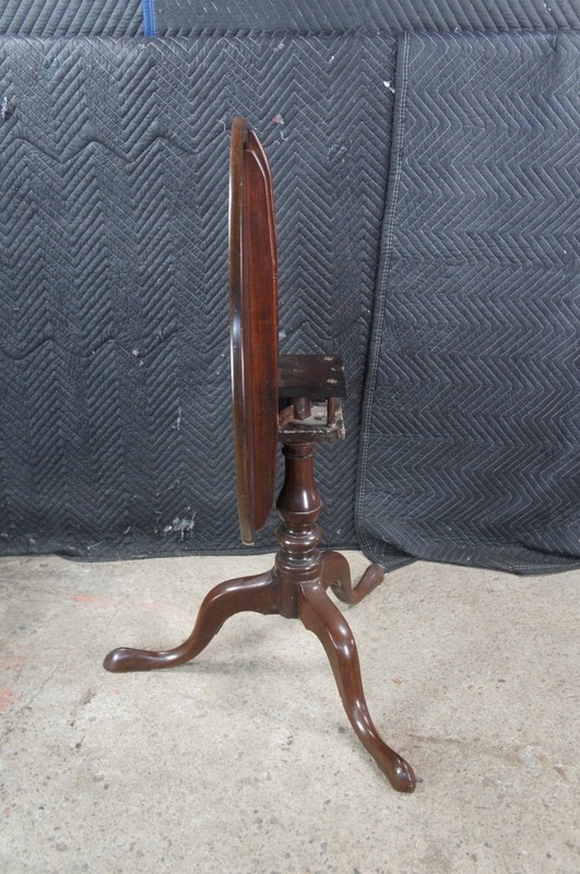Antique George III Period Solid Mahogany Round Tilt Top Birdcage Tea Table 30" gallery