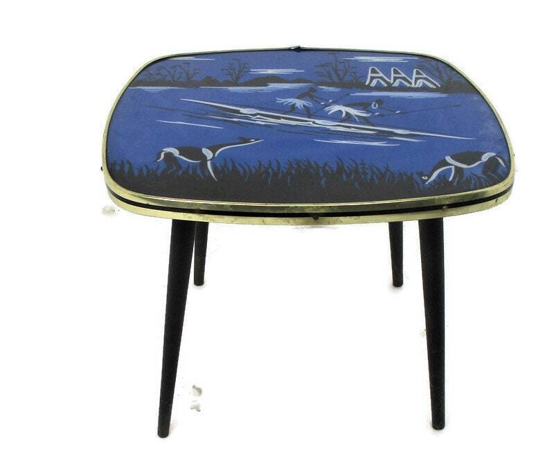 Vintage Small Side Coffee Table Plant stand Tripod Pop Art Andy Warhol style HTF