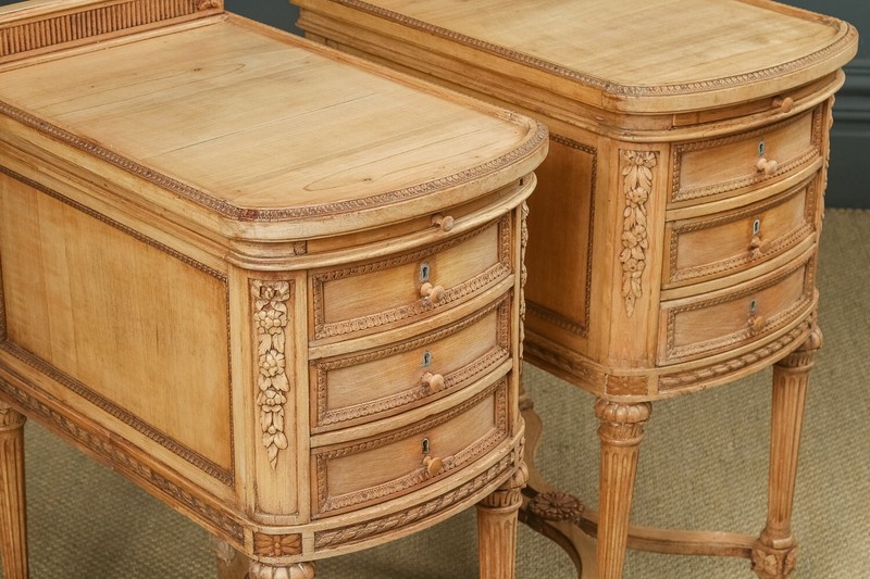 Antique Italian Pair Two Renaissance Beech Lime Washed Besides Cabinets Tables gallery