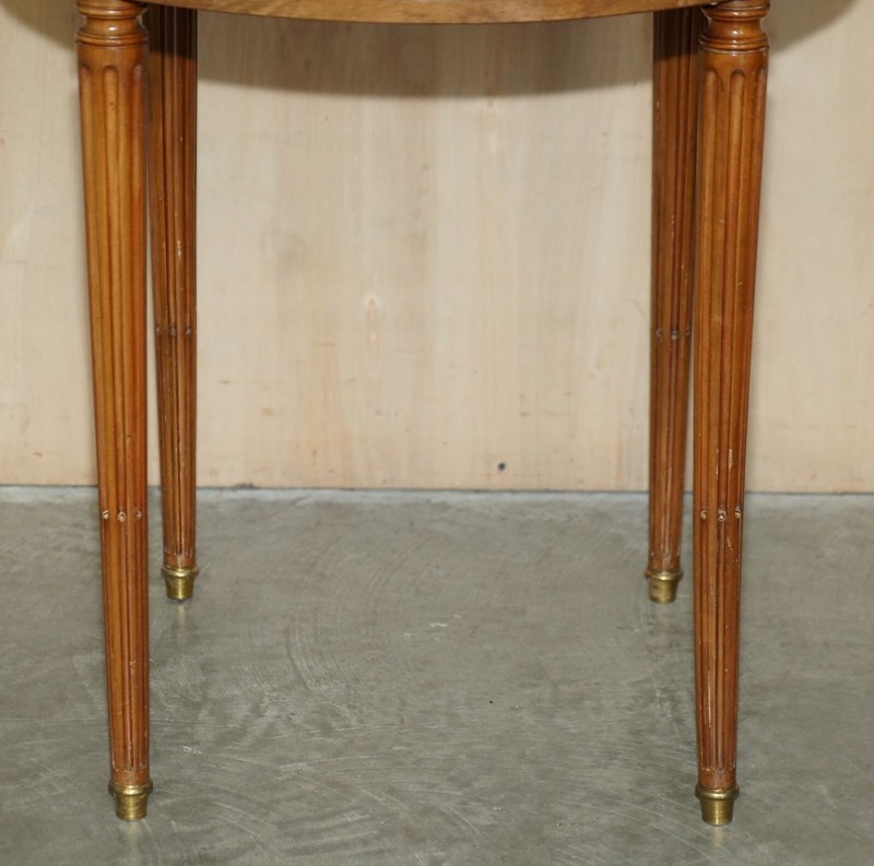 RESTORED ANTIQUE NAPOLEON III OCCASIONAL TABLE BROWN LEATHER TOP BUTLERS TRAYS gallery