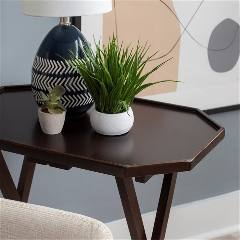 Linon James Wood Five Piece Tray Table Set in Espresso gallery