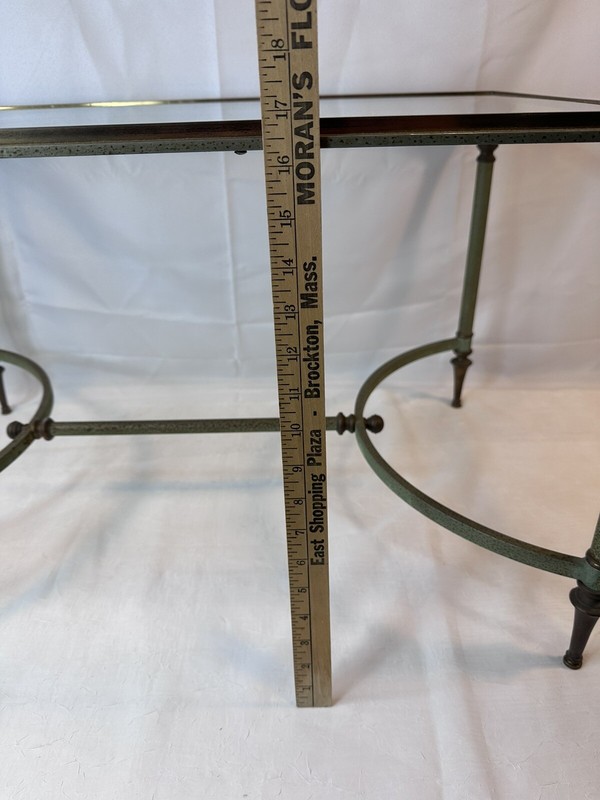 Vtg Regency Italian Coffee Table Neoclassical Style 60s Steel Brass Glass Top gallery
