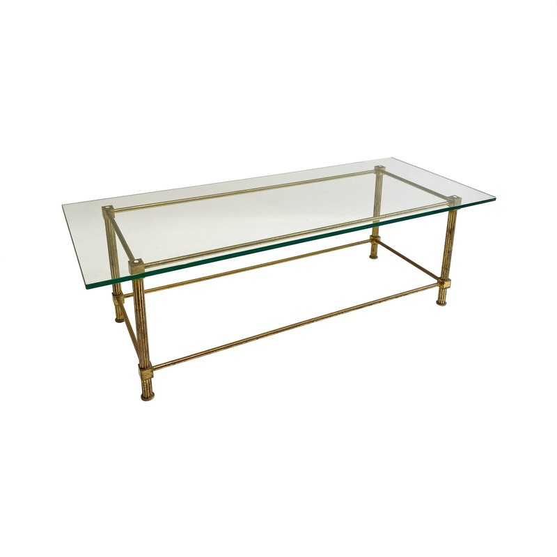 Aldo Tura Brass Glass Coffee Table 1960s Vintage Italian Mid-century Art Deco