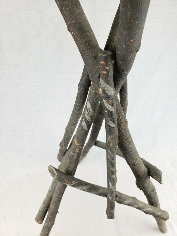 Antique Adirondack Twig Table ADK Primitive Folk Art Rustic Tramp Art Wood Stand gallery