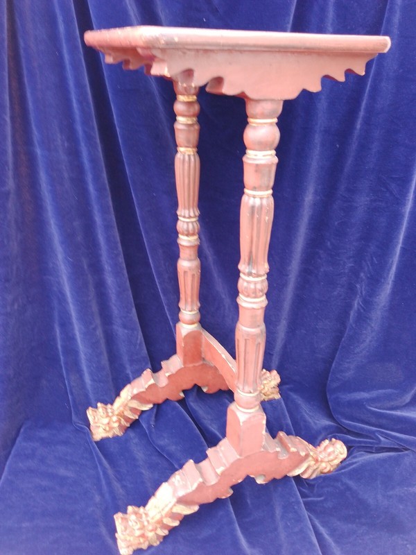 Chinese Red Lacquered Occasional Table with Dragonhead Feet 26″/66cmH