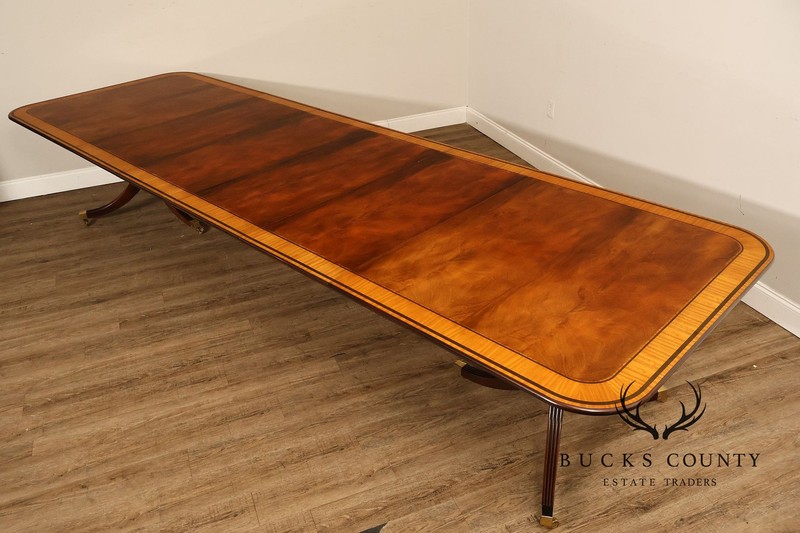 Baker Stately Homes Mahogany Double Pedestal Extendable Dining Table gallery