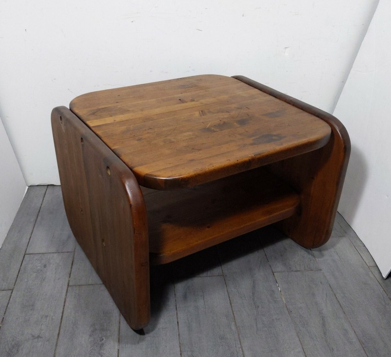 Vintage Handcrafted Rustic Farmhouse Country Solid Pine Wood 2-Tier End Table gallery