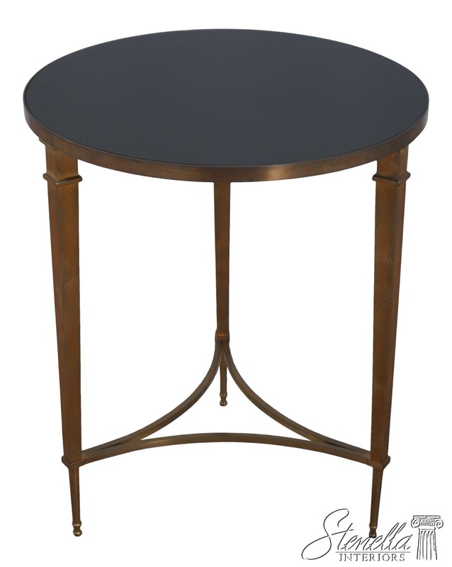 73337: GLOBAL VIEWS Round Granite Directorie Top Brass Table