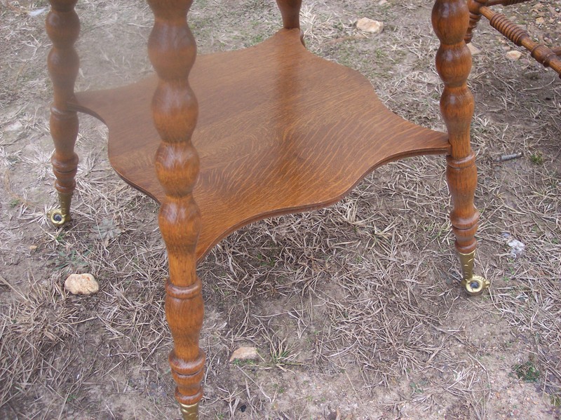 Carved Quartersawn Oak Turned Leg Parlor Table Center Table (PRT15) gallery