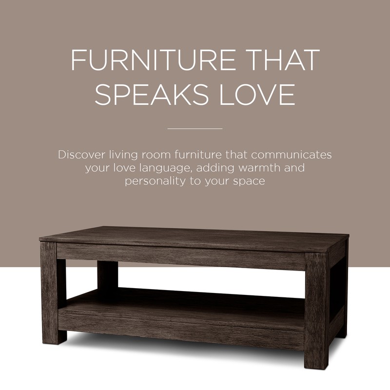 Maven Lane Paulo Wooden Coffee Table in Weathered Brown Finish gallery
