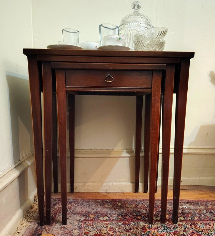 2-Day Sale. VTG Brandt Nesting Tables Set of 3 Mahogany -Signed & Label. gallery
