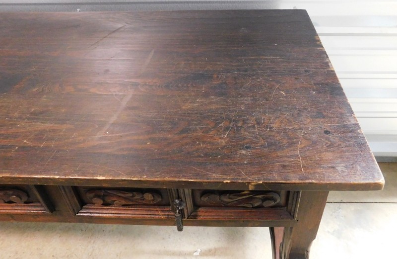Spanish Baroque Style Carved Walnut and Iron Console Table/Writing Desk gallery