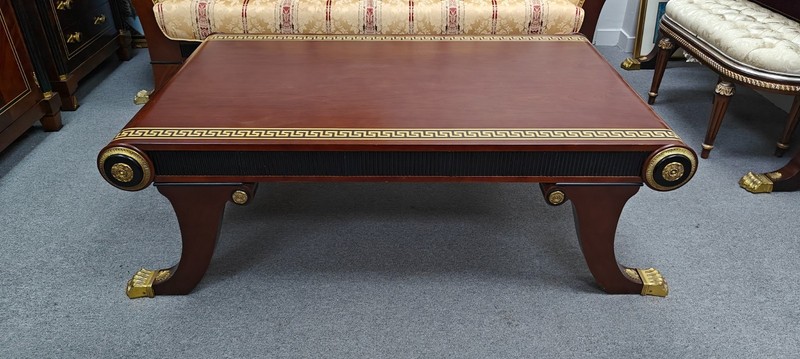 Luxury Italian Coffee Table - Gold Versace Design - Dark Wood gallery