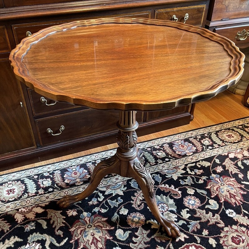 Hickory Chair? Tilt Top Large Mahogany Piecrust Ball and Claw Table gallery